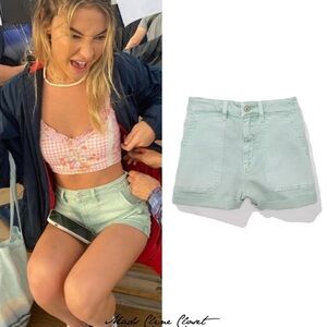 American Eagle Super Stretch Mom Shorts Mint Green ASO Sarah Cameron